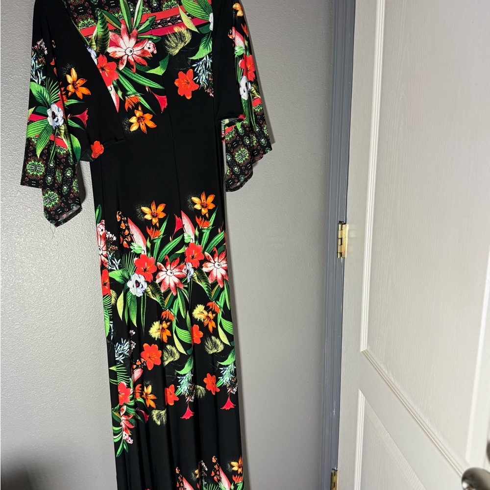 New York & Company Black Floral Maxi Dress